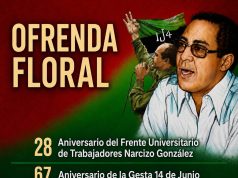 Frente Narciso González conmemorará su 28 aniversario y la gesta del 14 de Junio con ofrenda floral en la UASD.