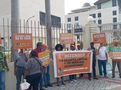 UCT rechaza modificación a la cesantía y acusa a sectores empresariales de promover una campaña contra los derechos laborales. Manifestantes en el congreso.
