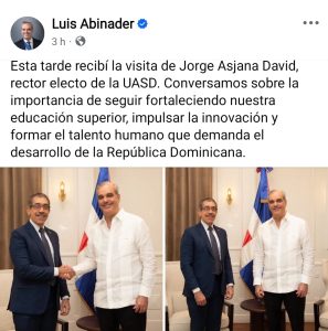 Mensaje del presidente Abinader en X.
