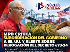 MPD denuncia dependencia comercial de EE. UU. y advierte riesgos para la soberanía arrocera dominicana.